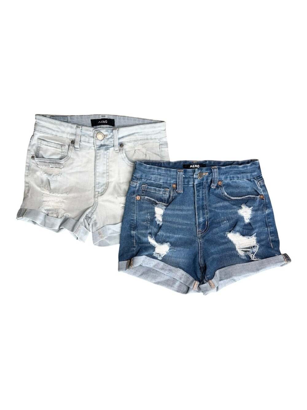 Pair of AERO Women’s High-Rise Distressed Stretch Denim Shorts
